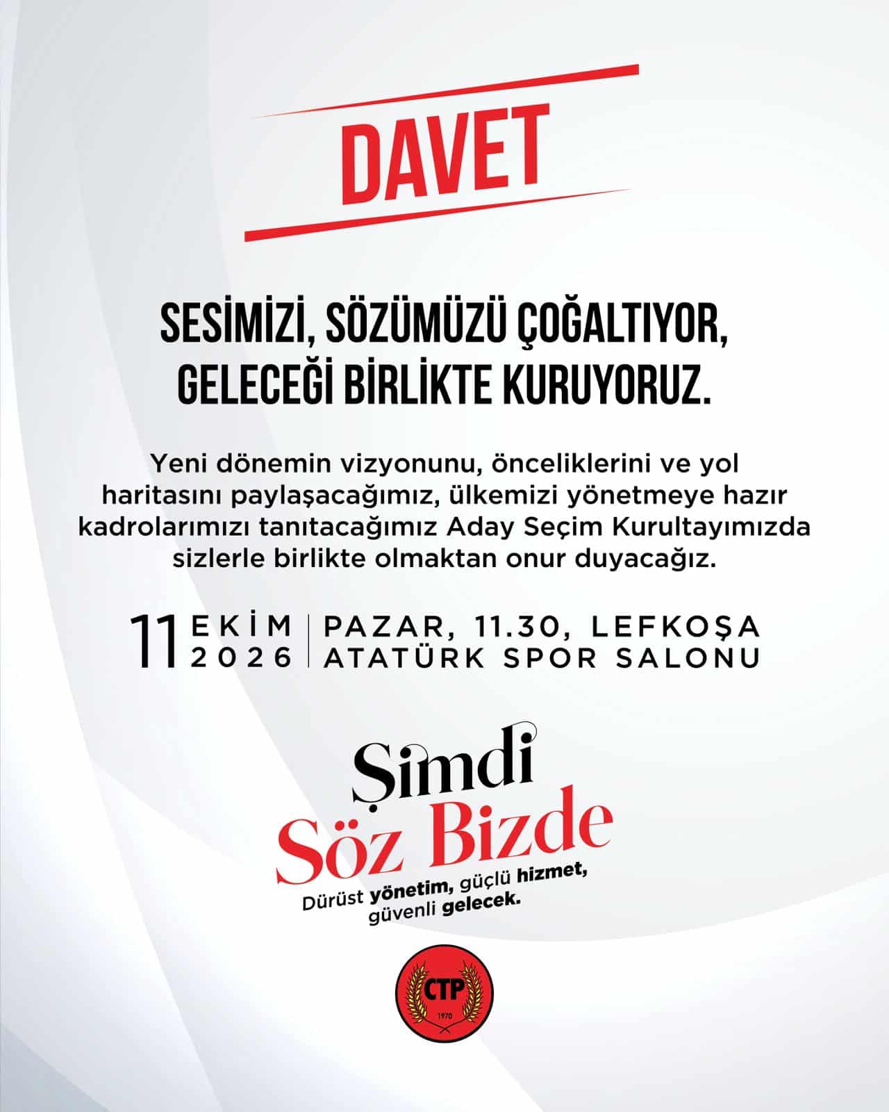 CTP, Milletvekili Adayı Belirleme Kurultayı’nda buluşuyor
